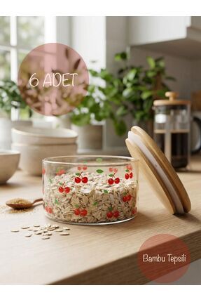Caga Home CAGA Pinterest 6’lı Bambu Tepsili Sızdırmaz Silikon Kapaklı Cam Kah...