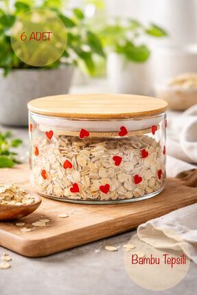 Caga Home CAGA Pinterest 6’lı Bambu Tepsili Sızdırmaz Silikon Kapaklı Cam Kah...