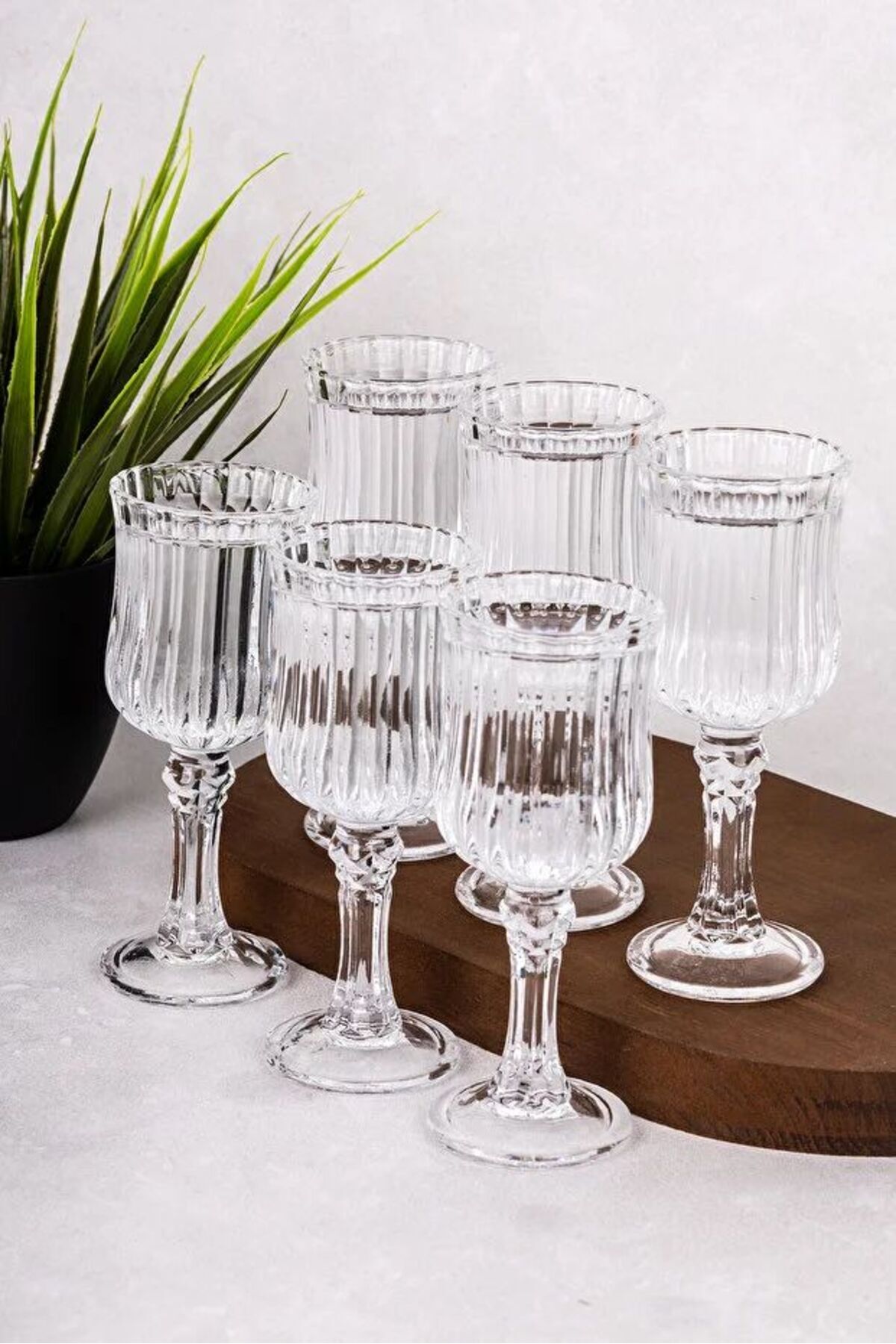 6-Piece Coffee-Side Water Glass Set - Luxury Coffee-Side Glass with Legs