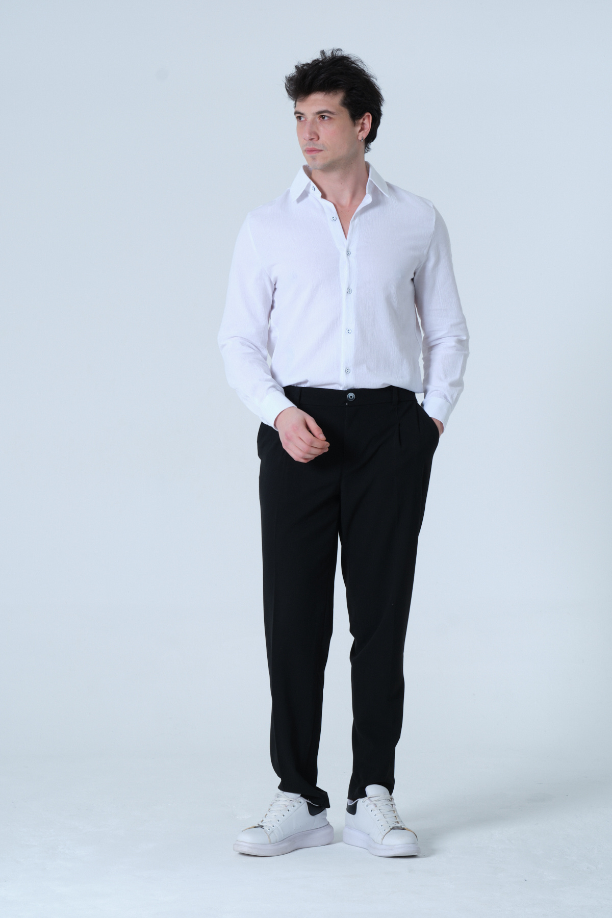 RELAXL 4 Mevsim Ofis Giyim Regular Fit Siyah Erkek Kumaş Pantolon görsel 3