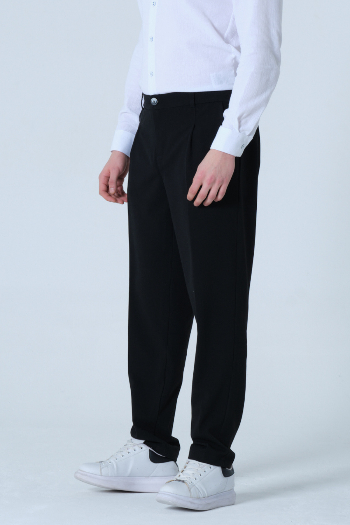 RELAXL 4 Mevsim Ofis Giyim Regular Fit Siyah Erkek Kumaş Pantolon görsel 4