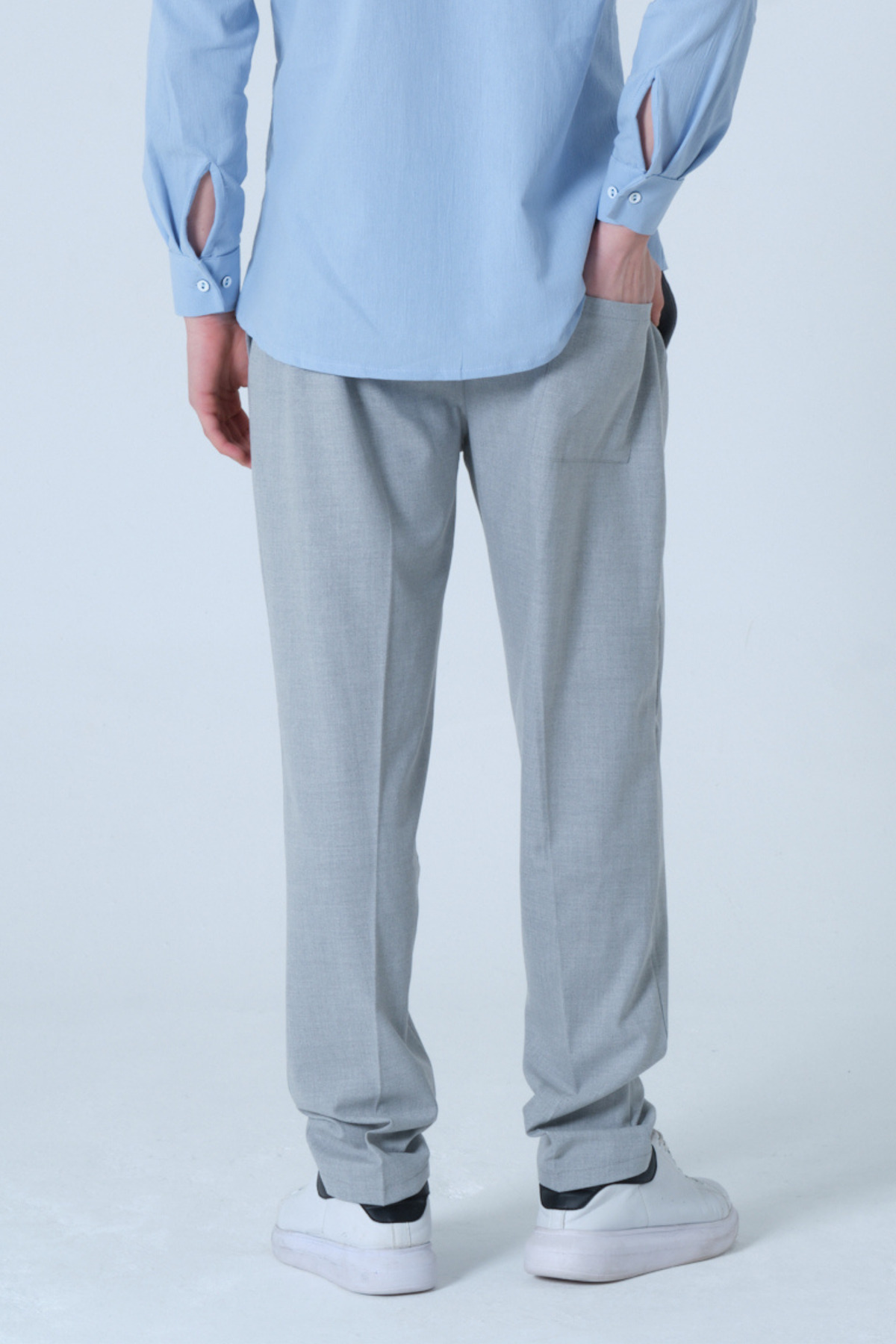 RELAXL Pileli Gri Erkek Kumaş Pantolon Regular Fit Büyük Beden 2XS-10XL görsel 7