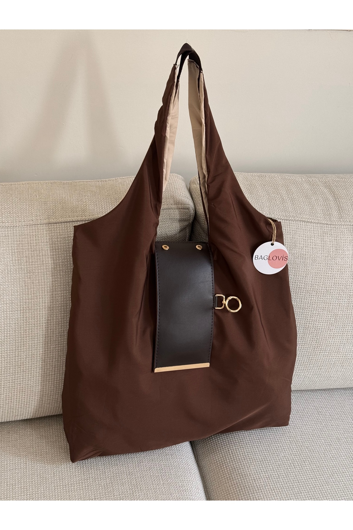 BAGLOVİS  Viral Bez Çanta – Anahtarlık Boyutuna Katlanabilen Büyük Hacimli Omuz Çantası EN45 BOY40 - Görsel 5