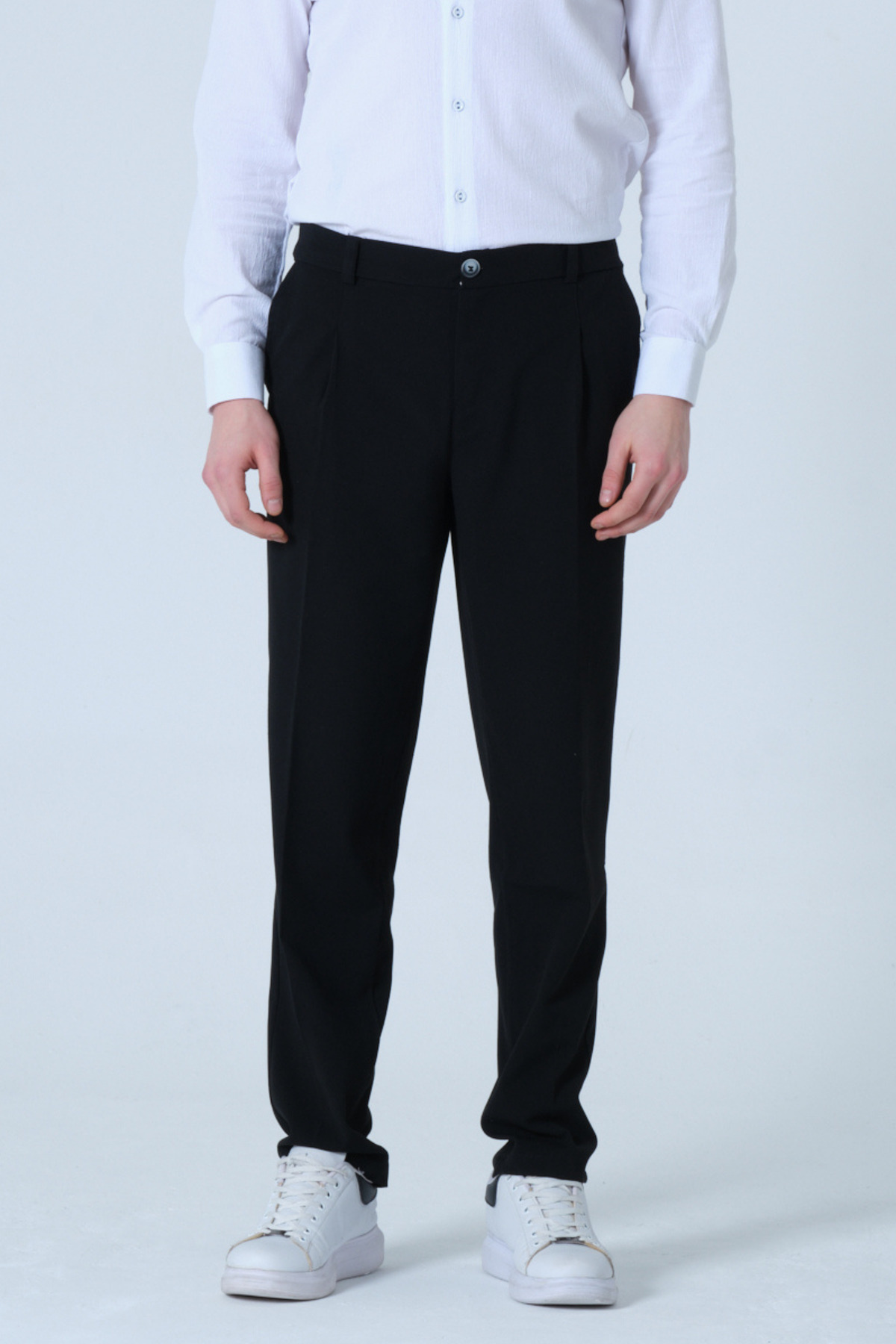 RELAXL 4 Mevsim Ofis Giyim Regular Fit Siyah Erkek Kumaş Pantolon