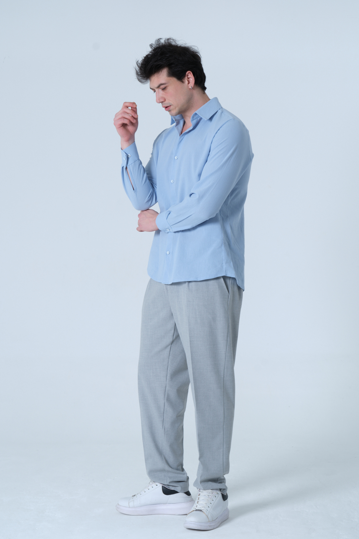RELAXL Pileli Gri Erkek Kumaş Pantolon Regular Fit Büyük Beden 2XS-10XL görsel 6