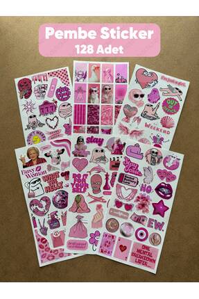hdsticker 128 Adet Pembe Temalı Sticker Ajanda Planner Bullet Journal Sanat A...