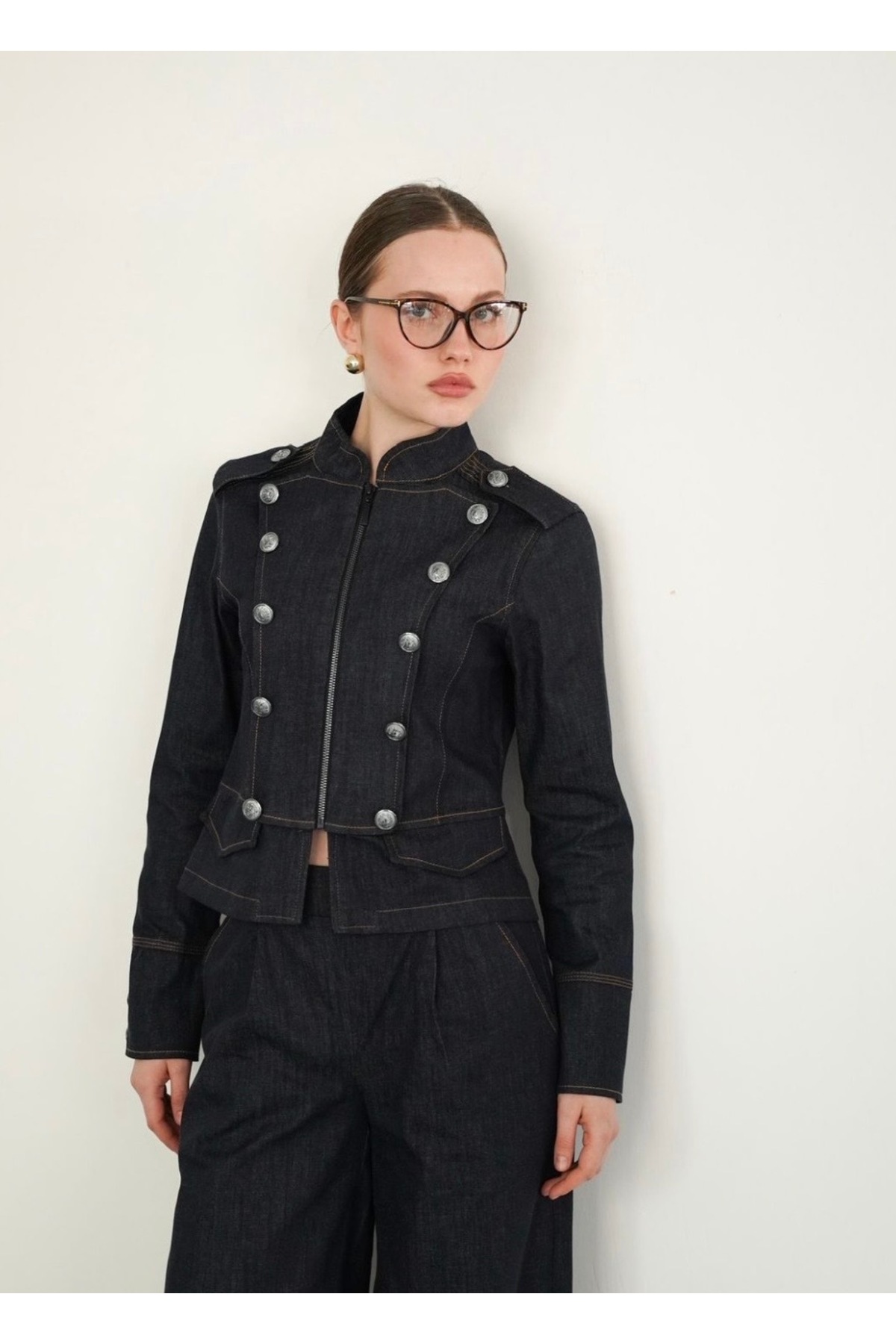 İldies store  Denim ceket düğme detaylı