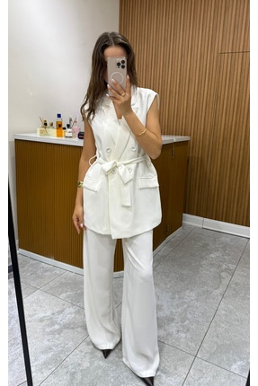 ÖzenButik Kemerli Yelek Pantolon Takım