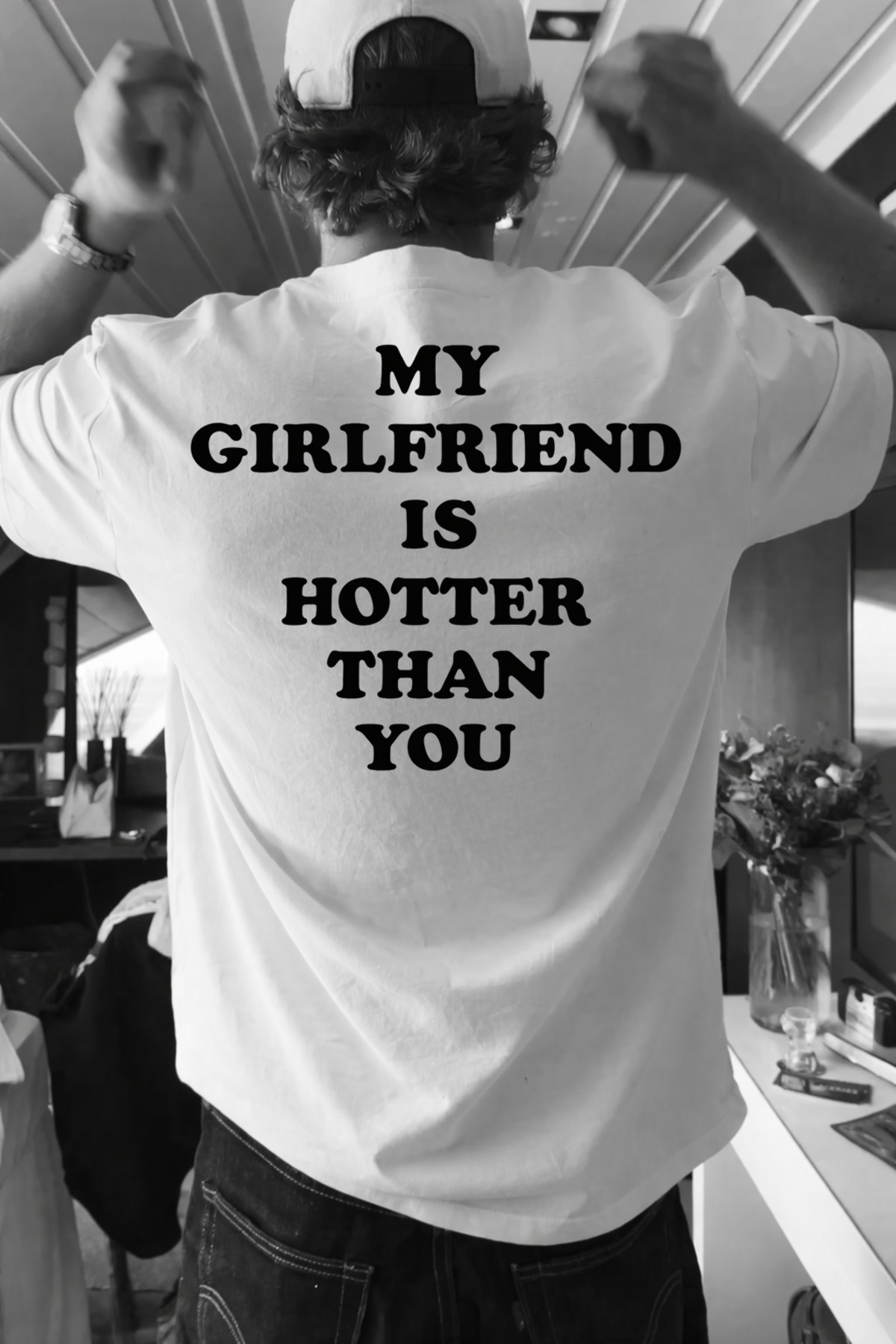 LORVEX Tişört Oversize %100 Pamuklu Rahat Kalıp HOTTER THAN Baskılı T-Shirt