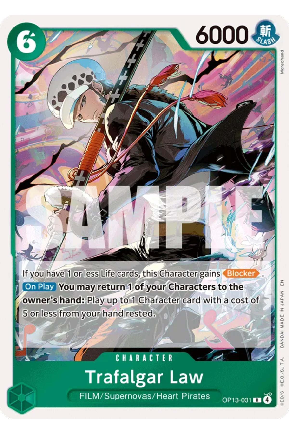 Bandai TCG One Piece Trafalgar Law OP13-031 Lisanslı Oyun Kartı
