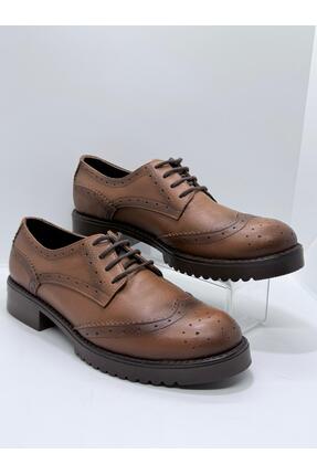Gloria Hakiki Deri Kadın Klasik Oxford Ayakkabı Kalın Taban Günlük