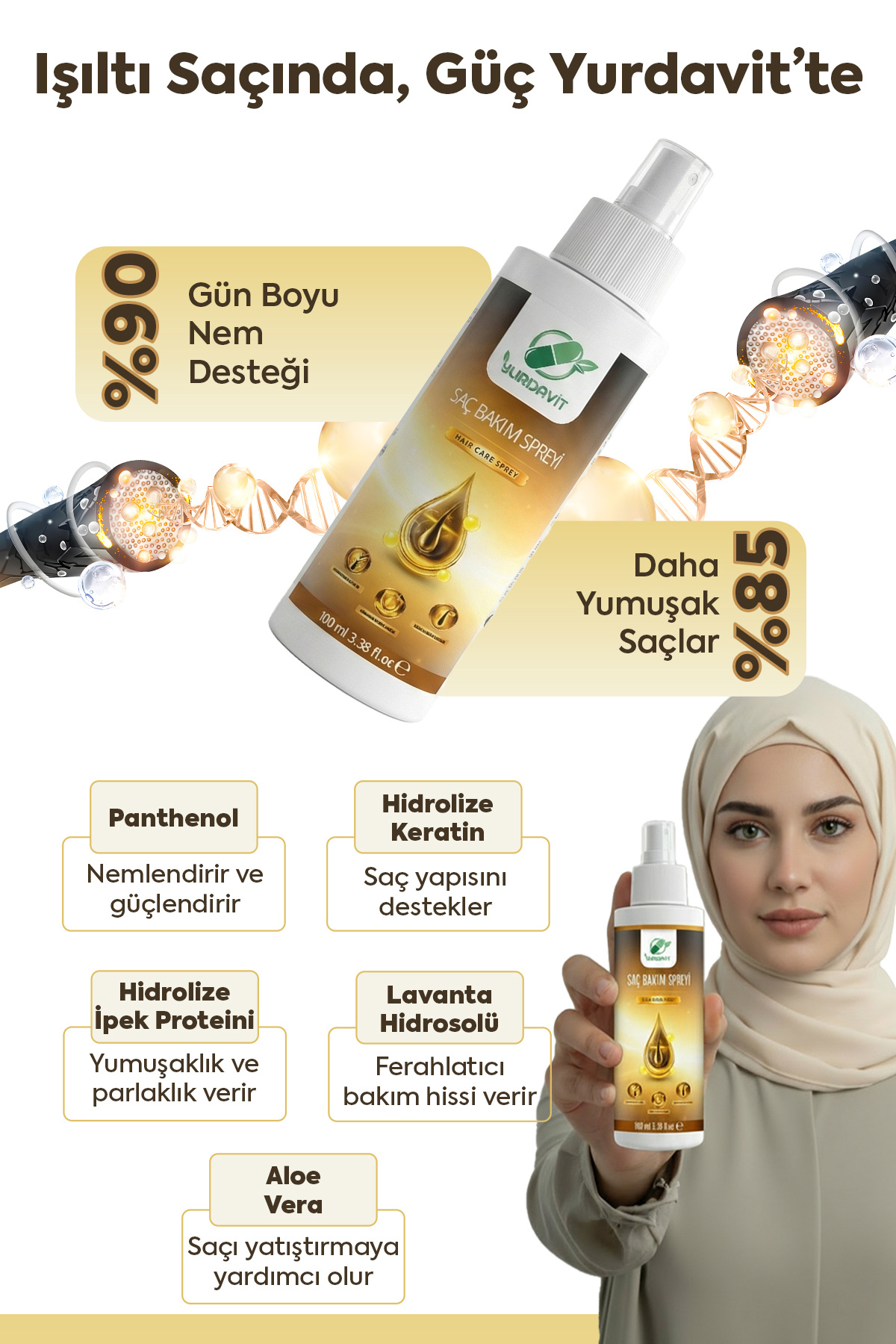 Tesettürlü Kadınlar İçin Saç Bakım Spreyi 100 ml – Ferahlık, Hacim ve Koku — wssw33 — تصویر 5 از 5
