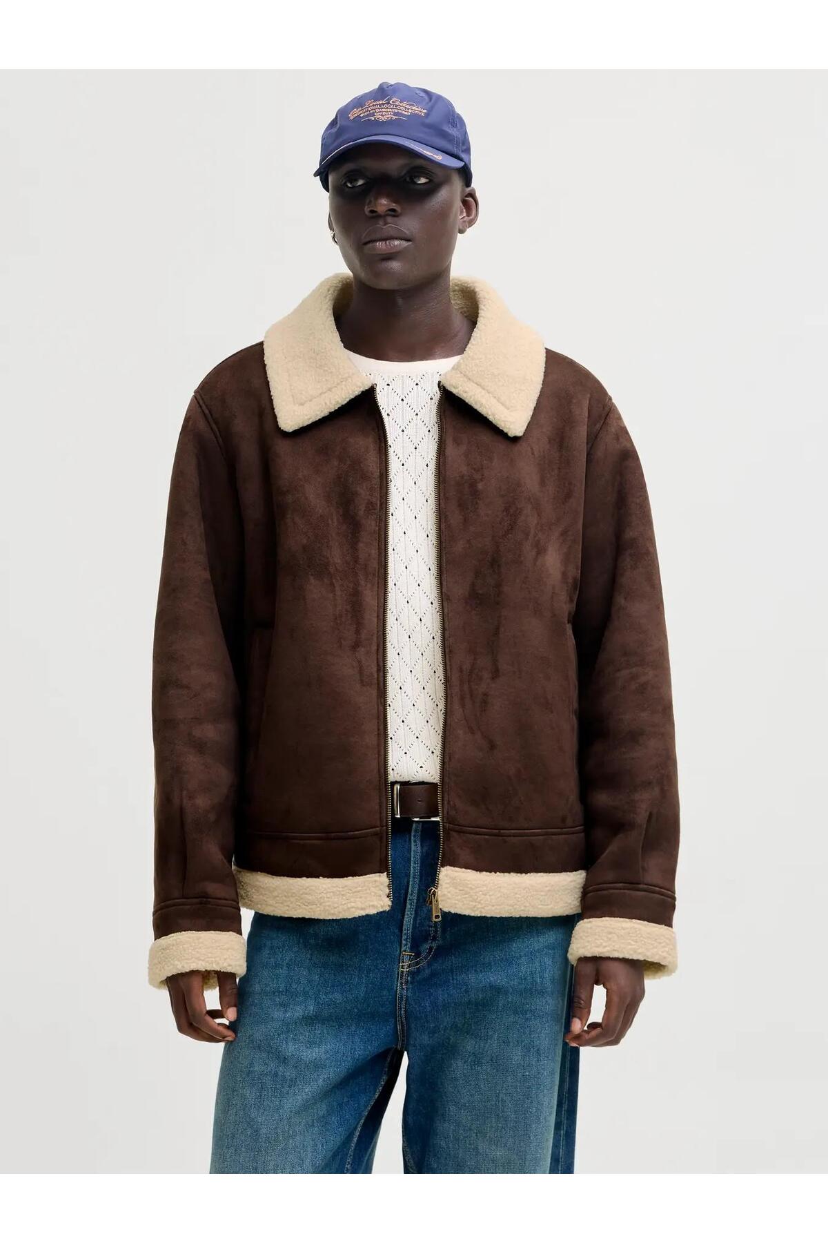 کاپشن خلبانی مردانه قهوه‌ای Jorargos مدل Styd AW25 کد 12294801-شکلاتی جک اند جونز کت Jack & Jones