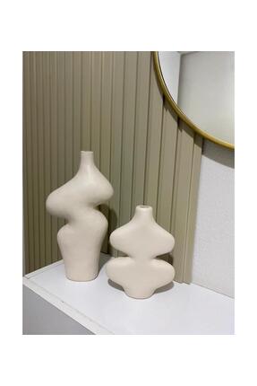 SERAMİK Bej & Beyaz KELEBEK Dekoratif OBJE – Modern Ev Hediyesi