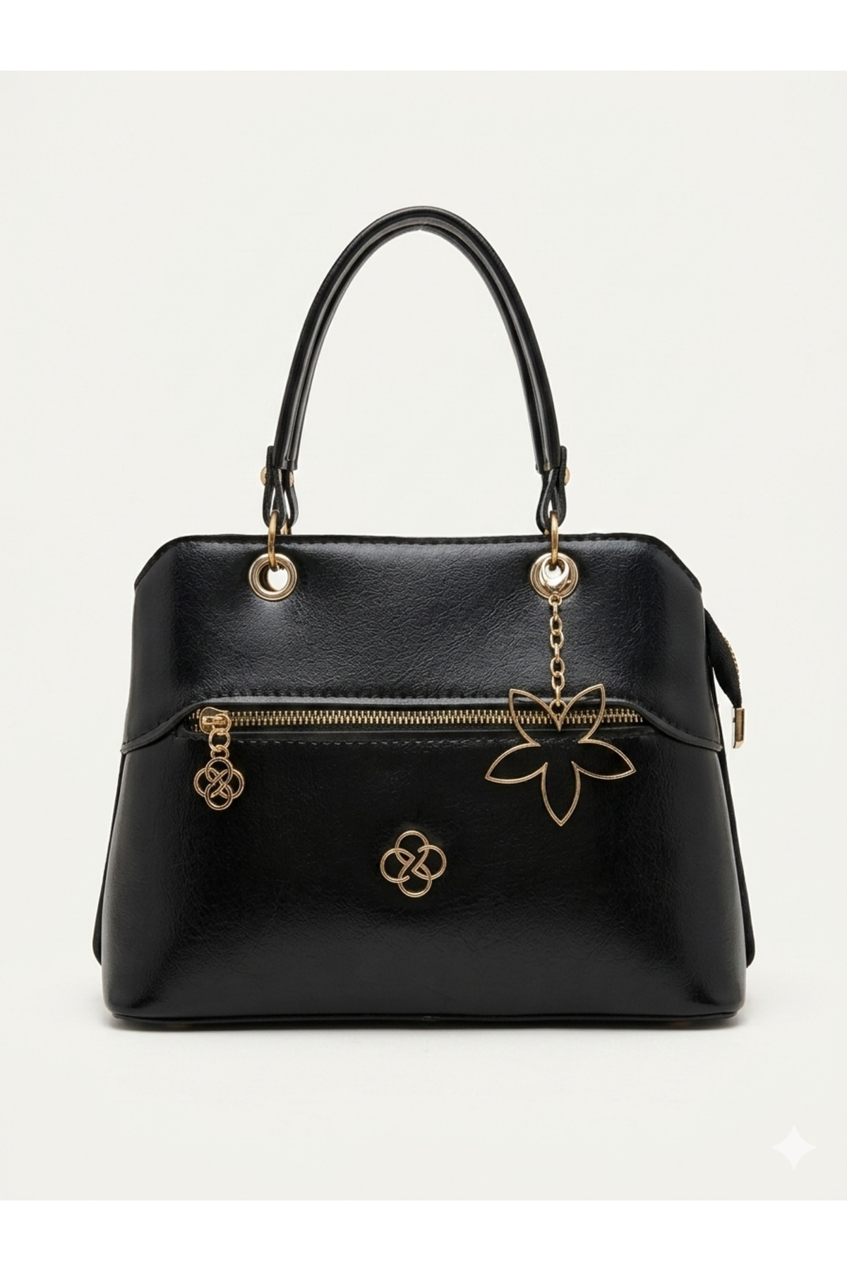 Women's Black 3 Compartment Long Strap Hand and Shoulder Bag Stylish Casual Handbag