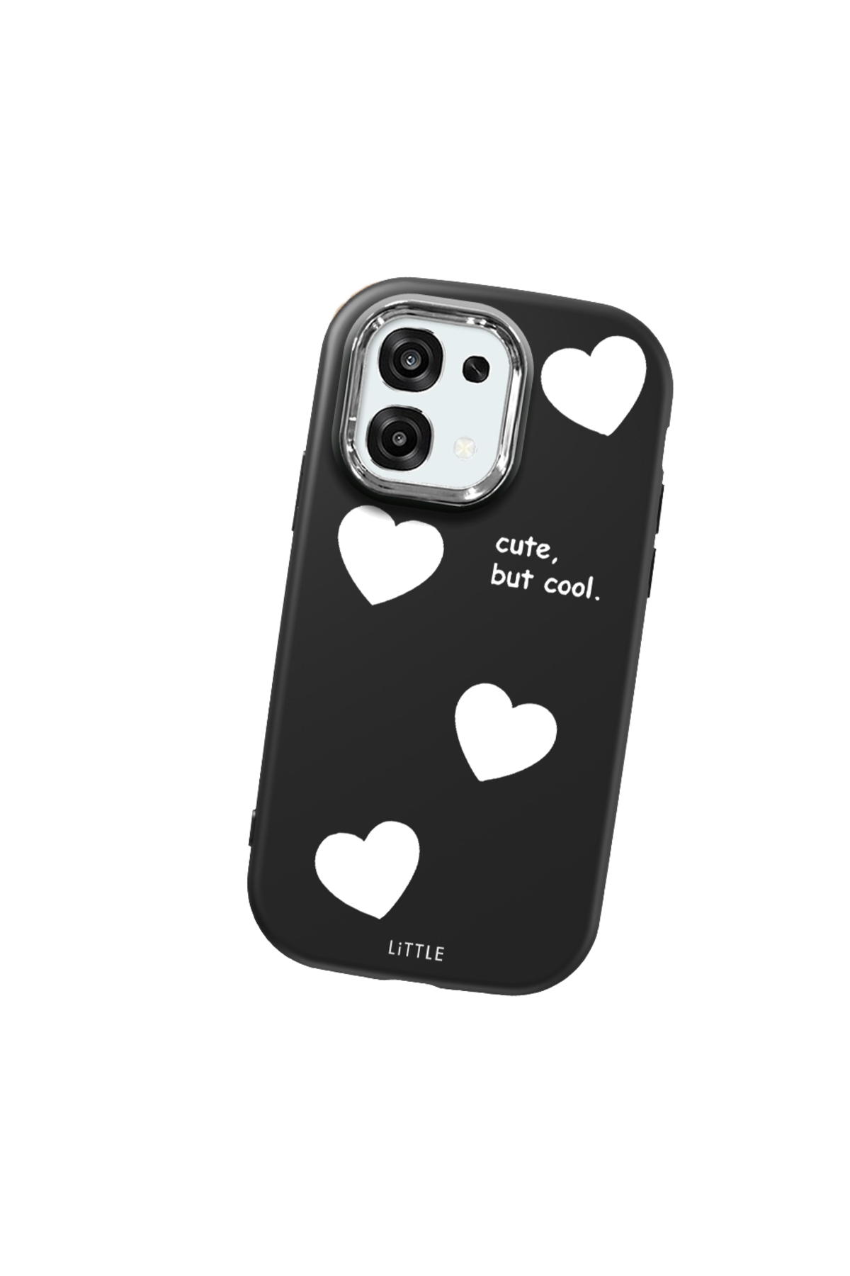 OPPO A6 Pro Compatible Black Soft Silicone Phone Case with Camera Protection Heart Pattern