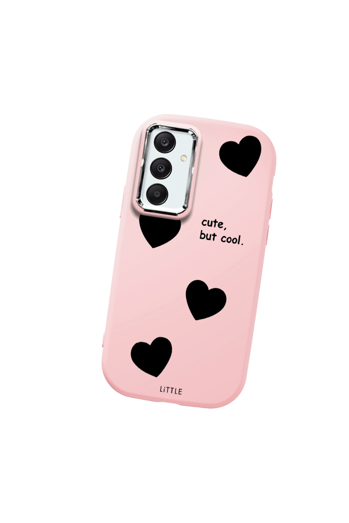 Samsung Galaxy A25 Compatible Pink Soft Silicone Phone Case with Camera Protection Heart Pattern