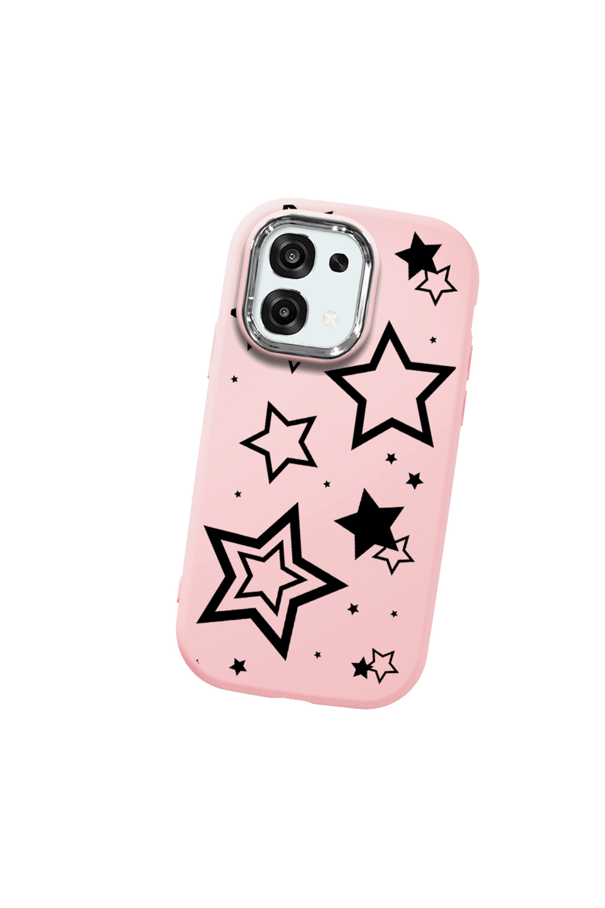 OPPO A6 Pro Compatible Pink Soft Silicone Phone Case with Camera Protection Star Pattern