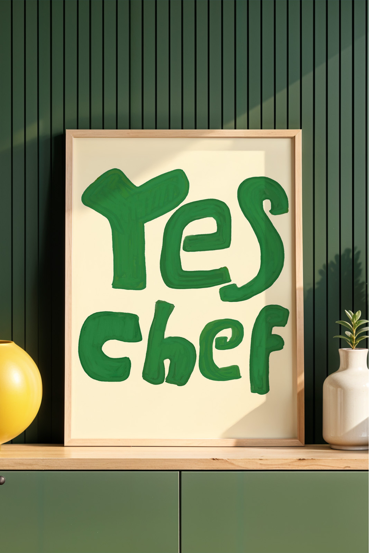 Yes Chef Yazılı Mutfak Tablosu Modern Poster Duvar Dekoru Çerçevesiz