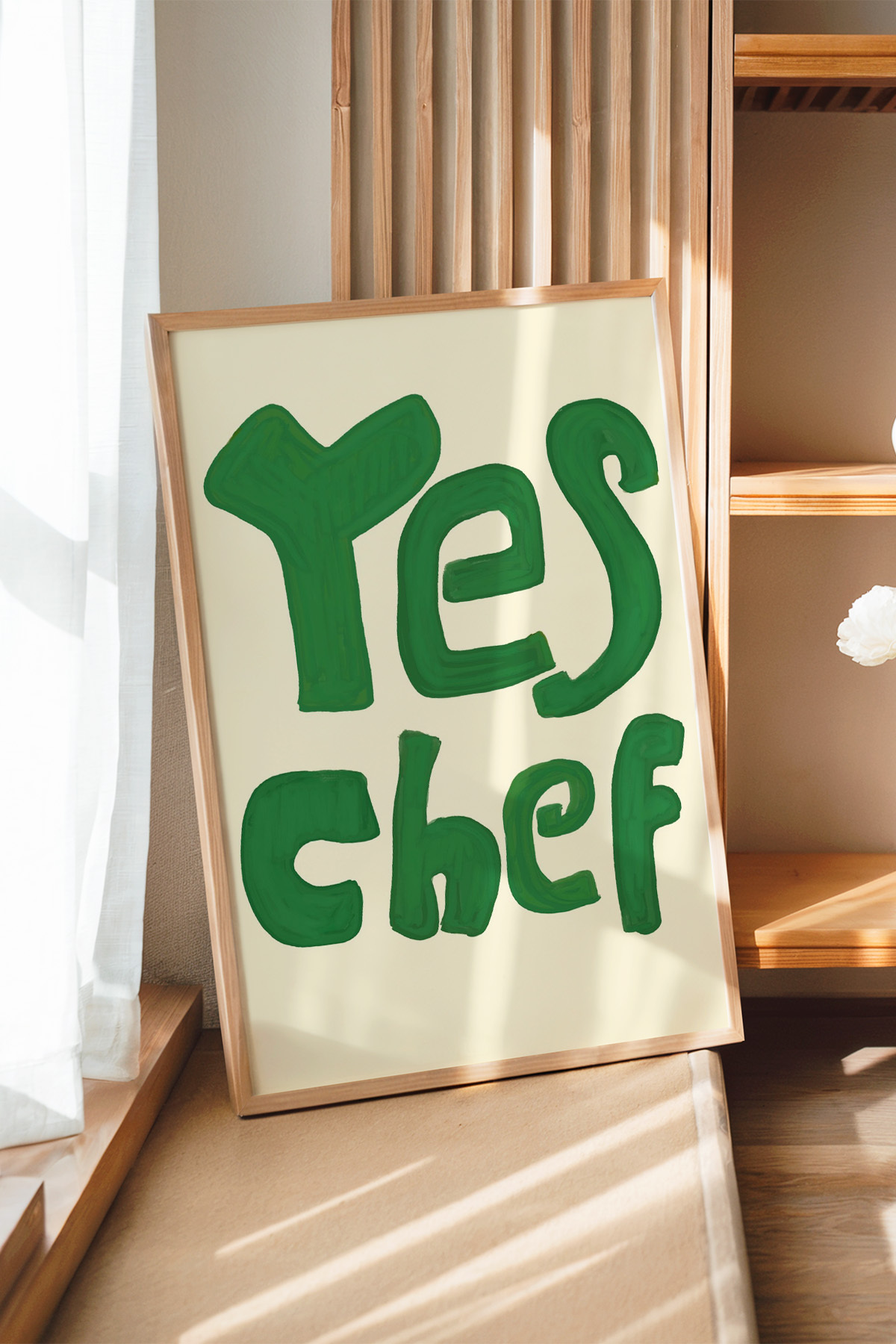 Yes Chef Yazılı Mutfak Tablosu Modern Poster Duvar Dekoru Çerçevesiz