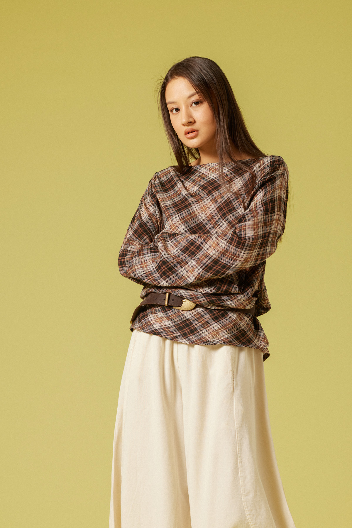 Nisan  PİLİLİ KARELİ BLUZ - Görsel 3