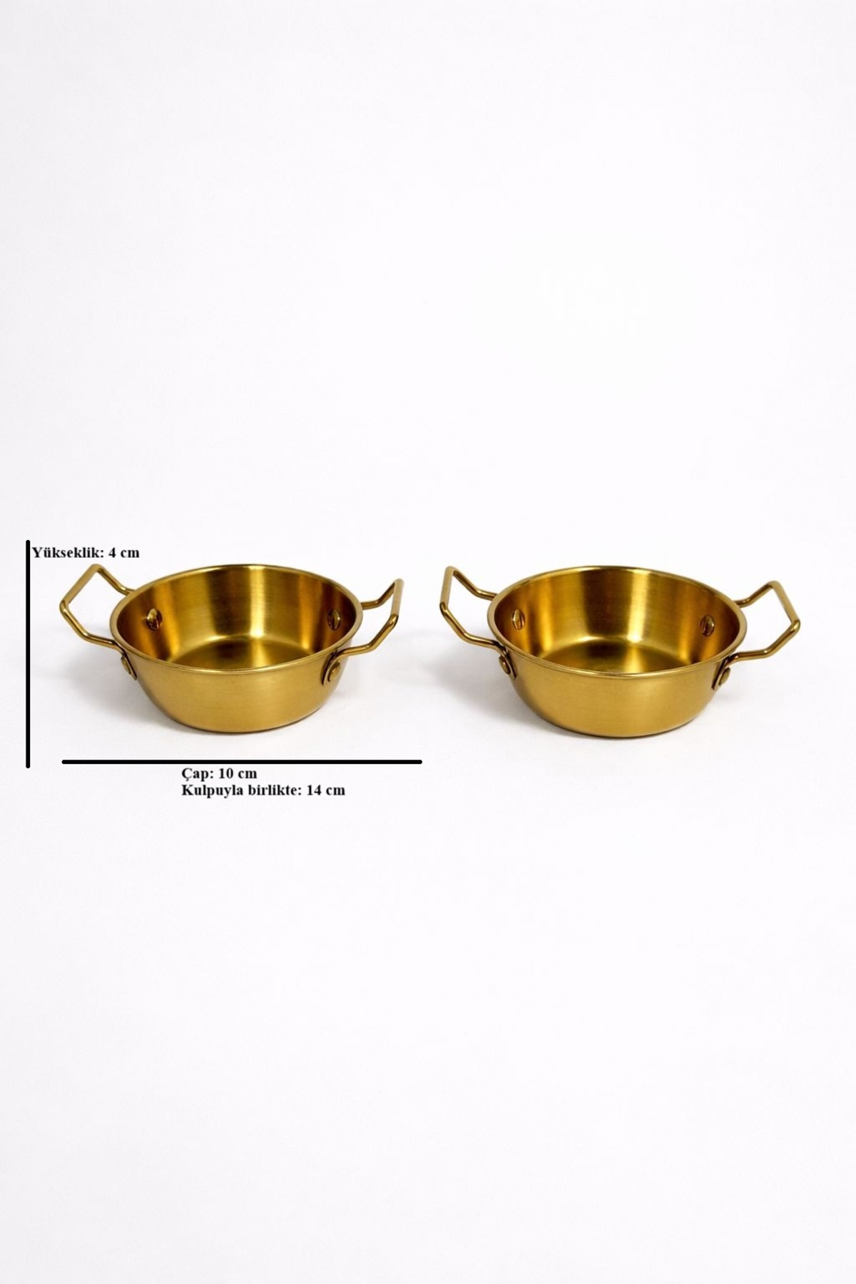 2’li Kulplu Tava Görünümlü Mini Gold Sunumluk Seti – Dekoratif Küçük Sunum Tabağı 310 ml