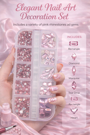 OJELY TIRNAK TAŞ SÜSLEME PEMBE