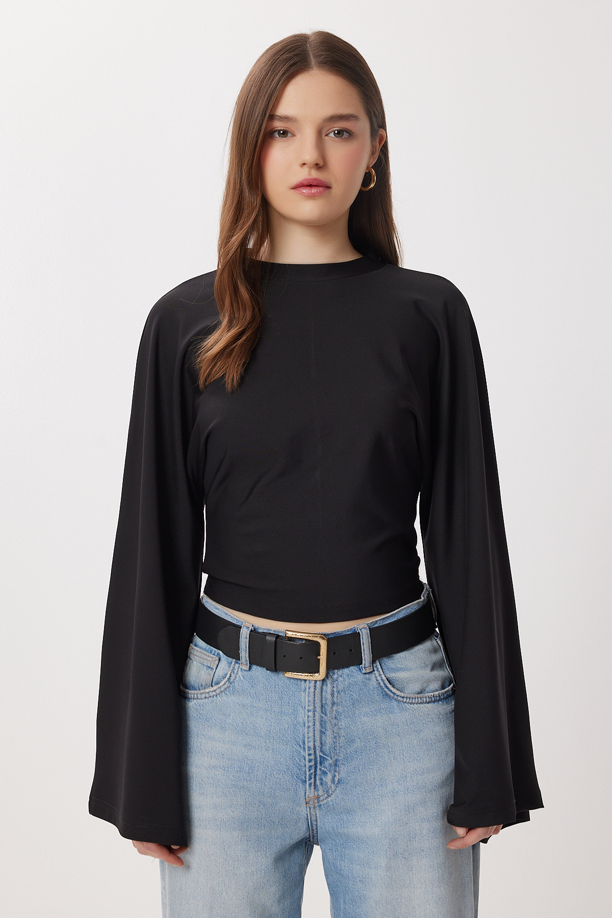 Lovelyİstanbul  İspanyol Kol Örme Bluz LRN0021 SİYAH - Görsel 3