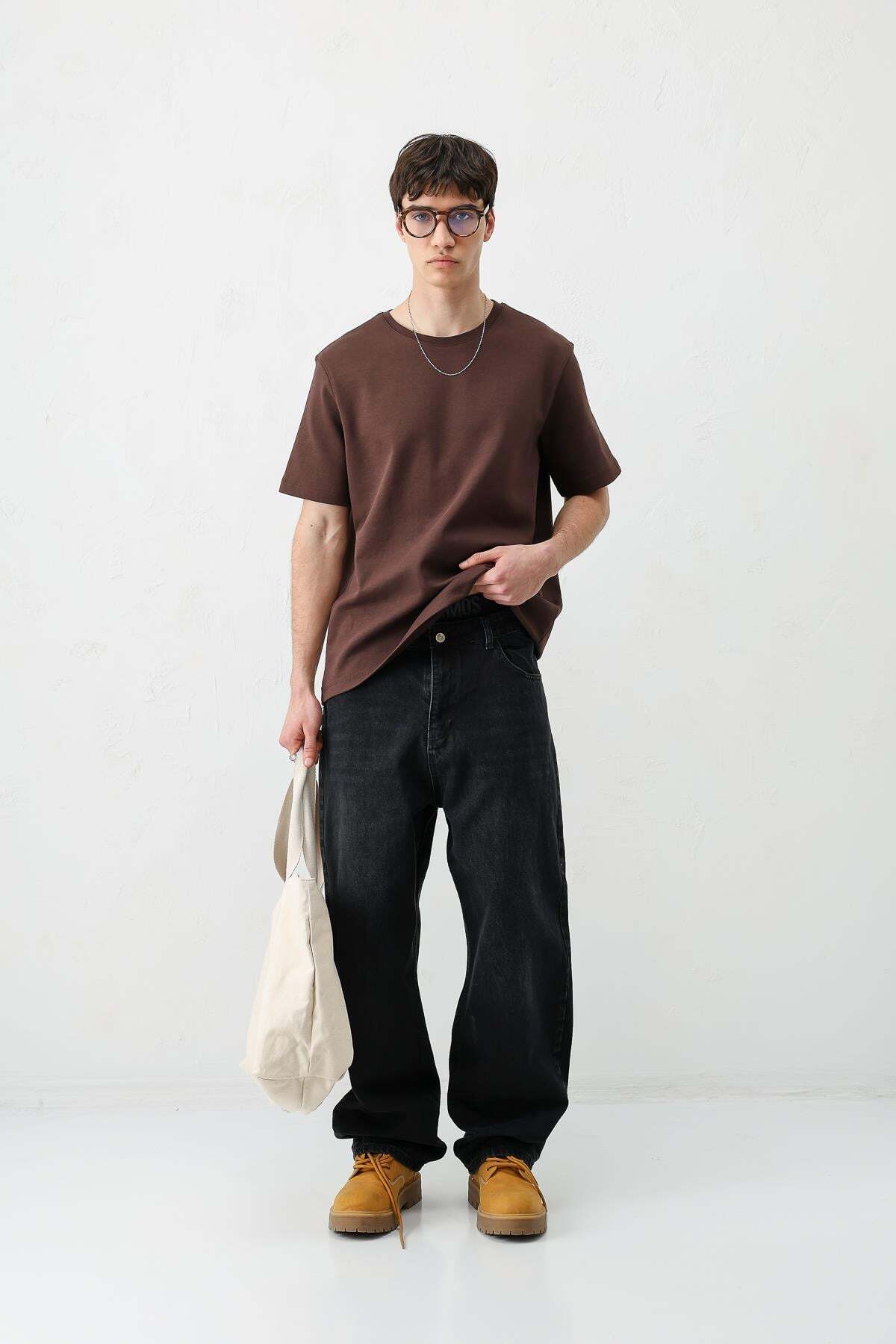 VAMOSCLO Baggy Fit Jean Antrasit görsel 2