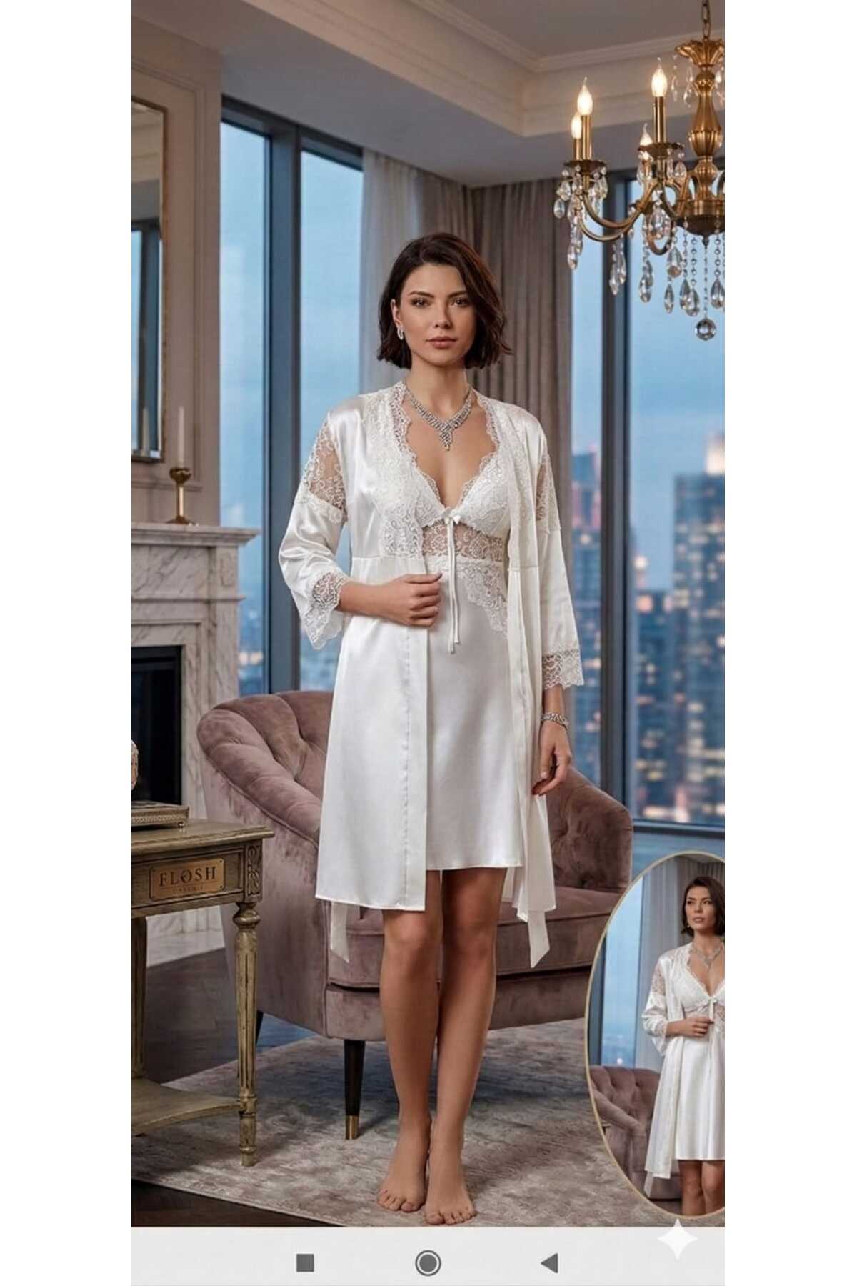 hediye Ipek saten gecelik sabahlık takımı