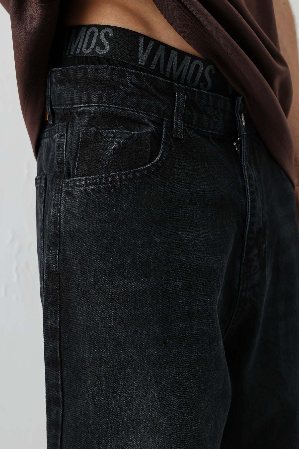 VAMOSCLO Baggy Fit Jean Antrasit görsel 7