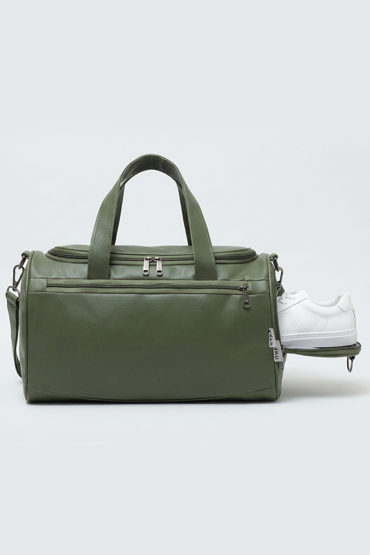 KAFF  Yeşil Suni Deri Yan Ayakkabı Bölmeli Unisex Geniş Hacimli Seyahat Spor Fitness Spor Çantası - 00124 - Görsel 6