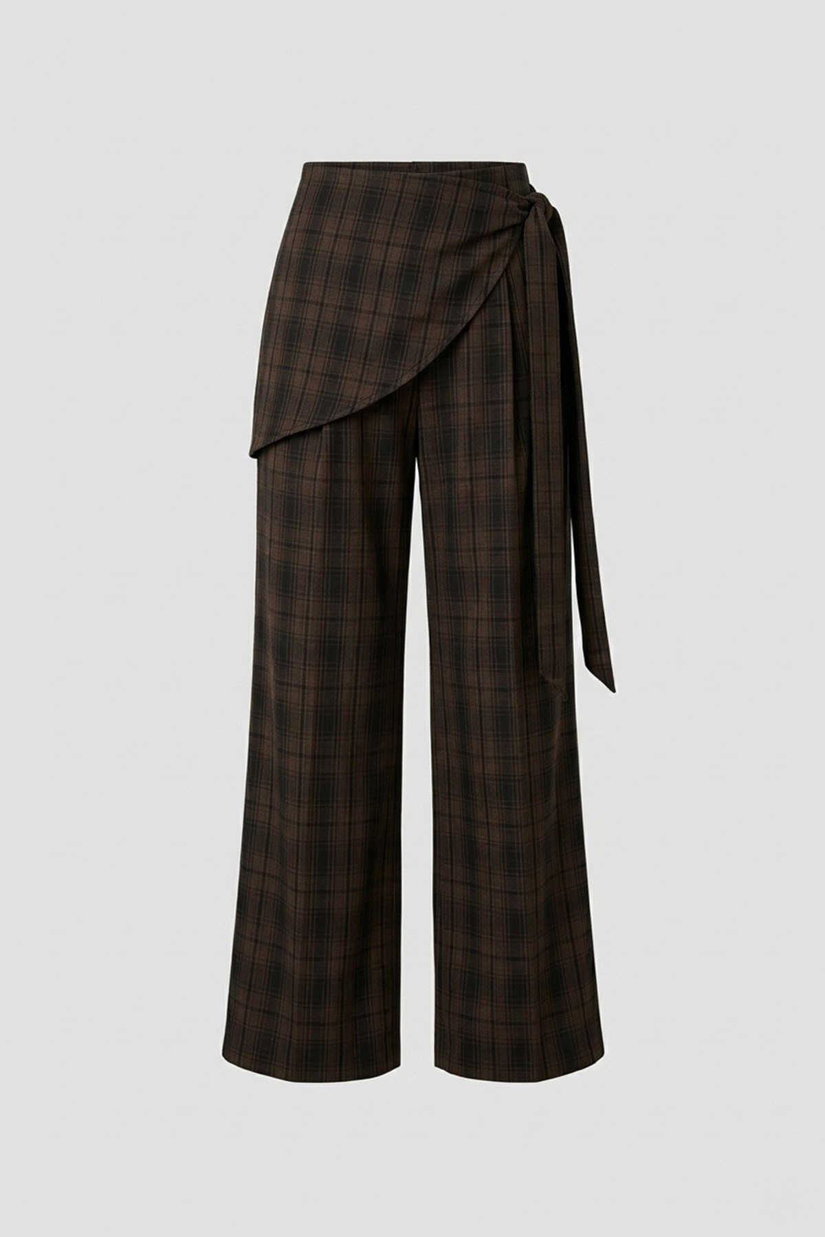 Moderk  BSK Fular Detaylı Ekoseli Tailored Fit Pantolon