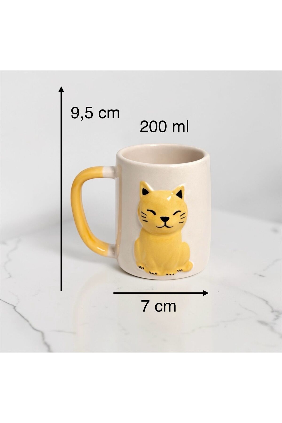 Kedi Desenli Porselen Kupa – Sevimli Kedili Kahve ve Çay Kupası 200 ml