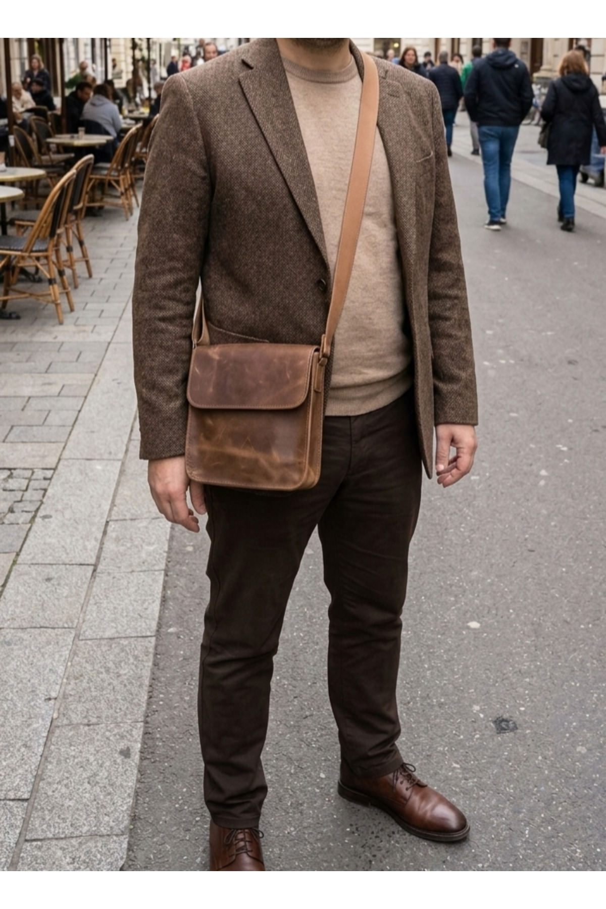 GALANDE Vintage Stil Postacı Çanta, Ayarlanabilir Askılı Omuz Çantası görsel 4