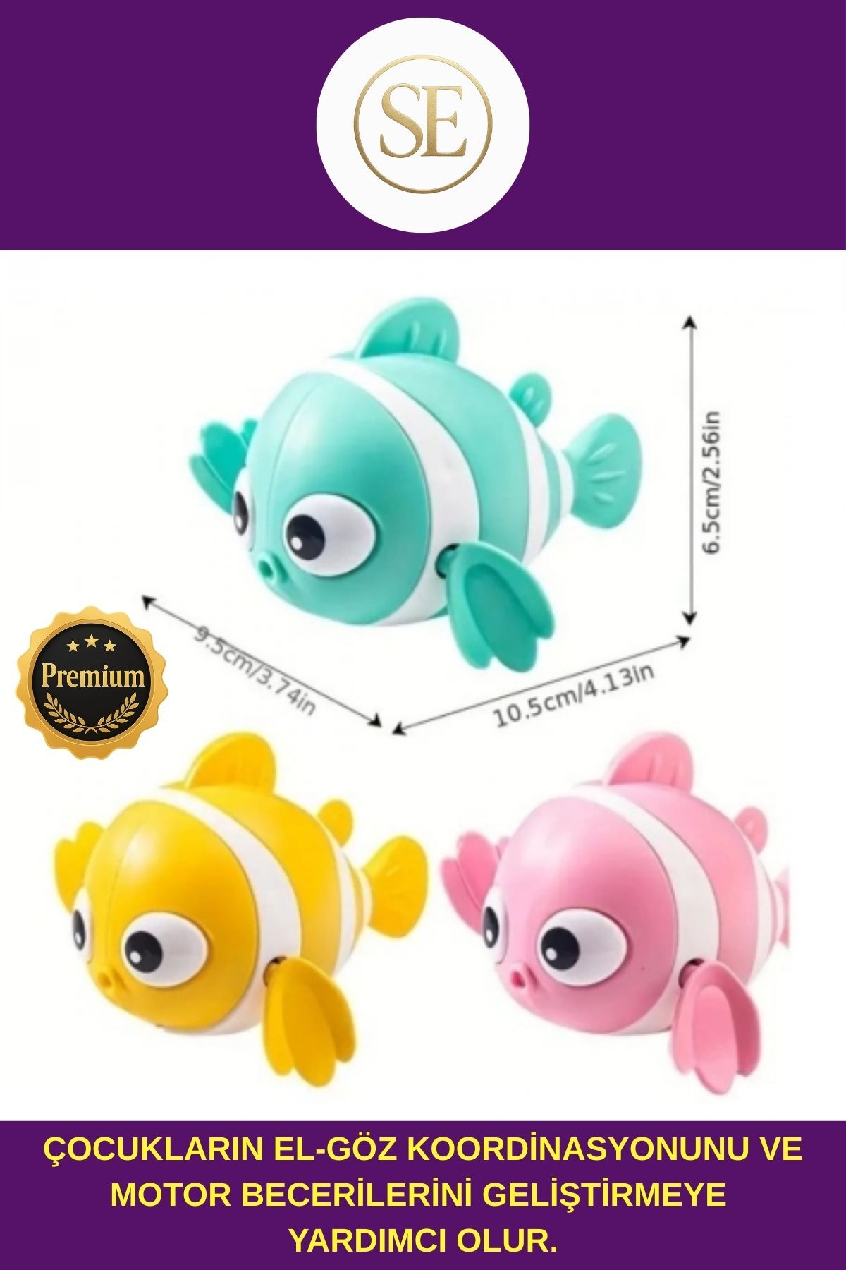 SERCAN ONLİNE #PREMİUM Hafif Kurmalı Renkli Yüzen Balık Bebek Çocuk Banyo Su Oyuncağı Dayanıklı Eğlenceli fotoğrafı 3 (önizleme)
