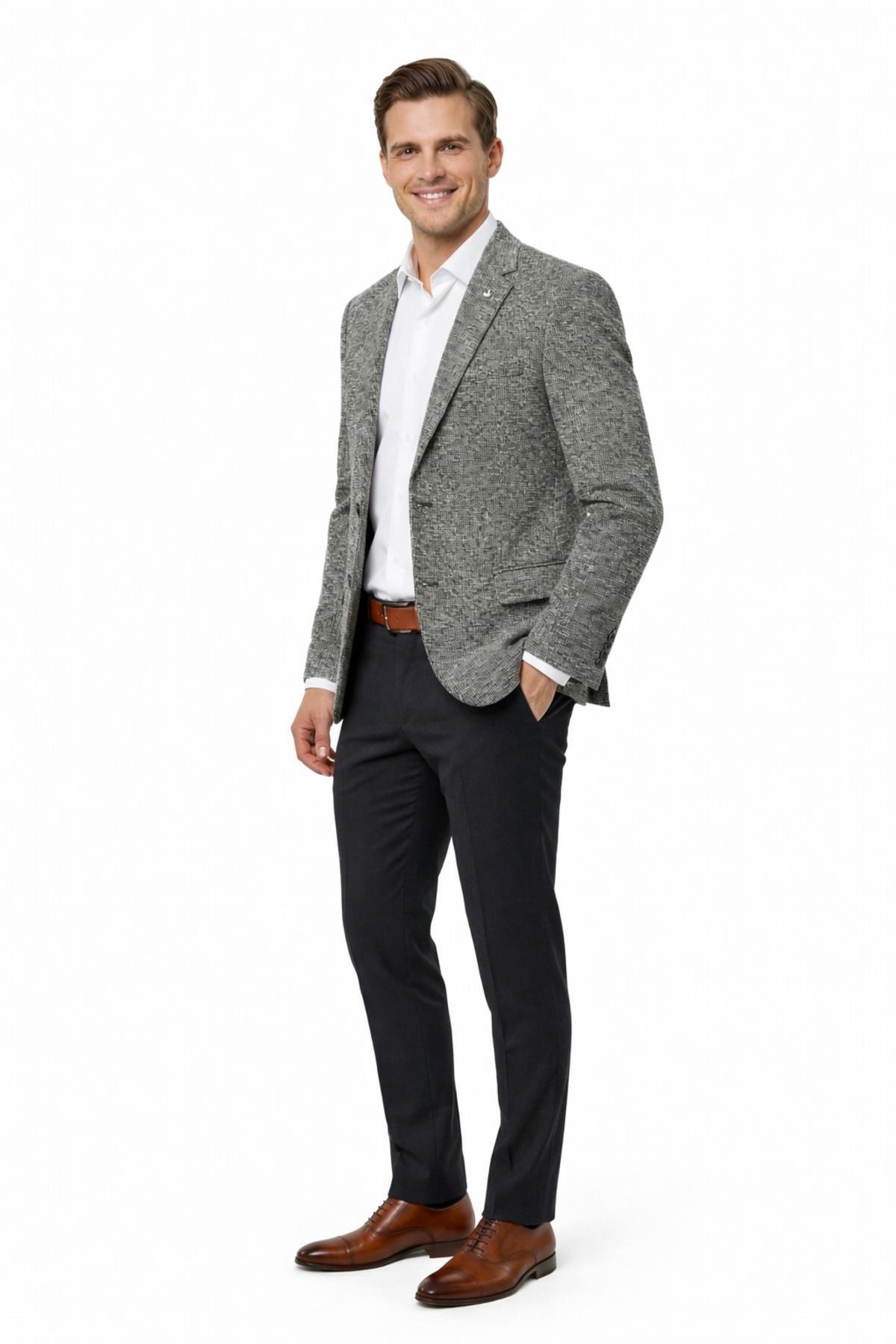 Suitmen  Erkek Tek Spor Ceket 4 Drop Çift Yırtmaçlı Mevsimlik BGL-ST05331 - Görsel 3