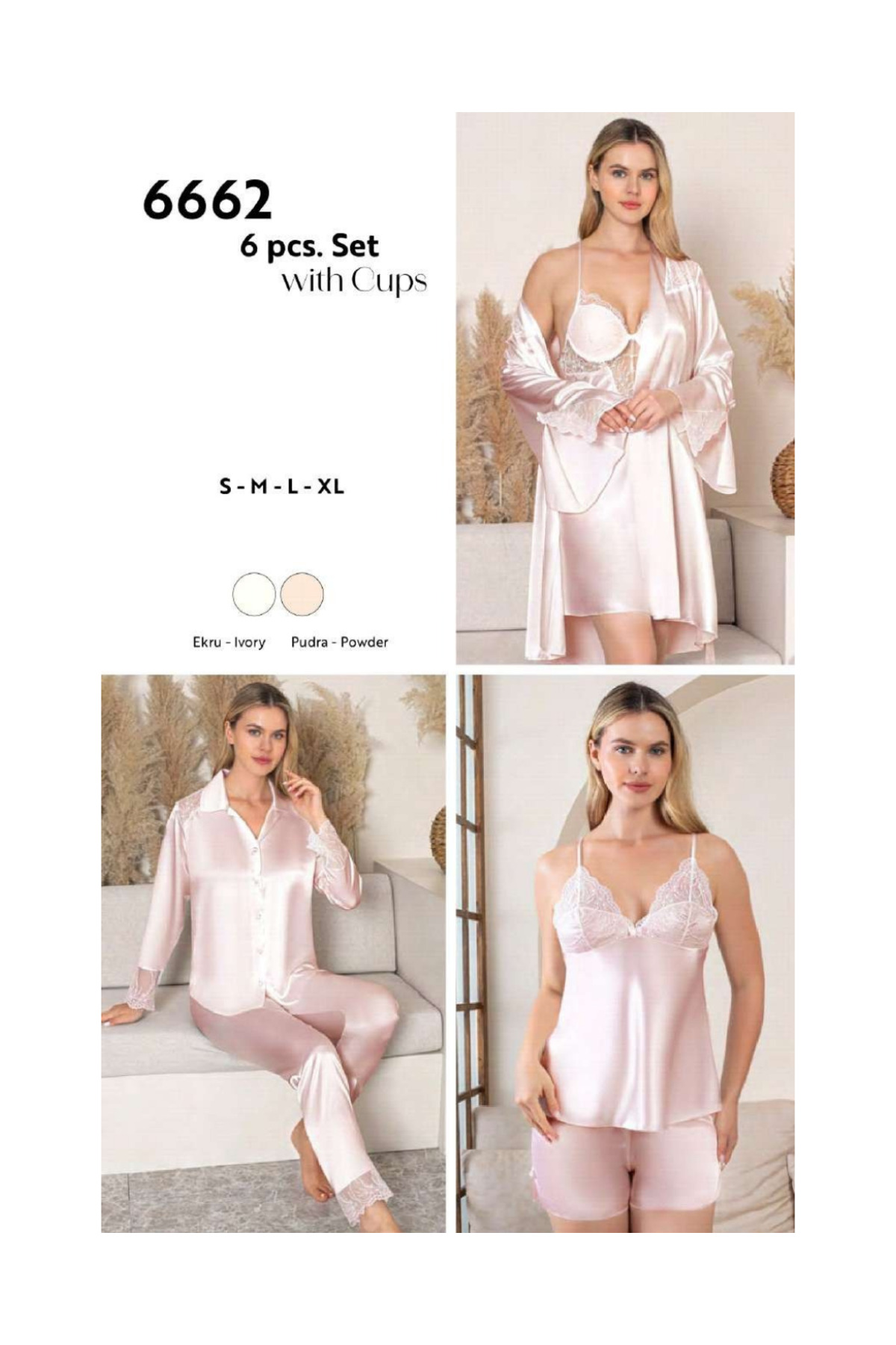 Nurteks 6662- 6’lı Saten Takım Dantelli Çeyiz Seti