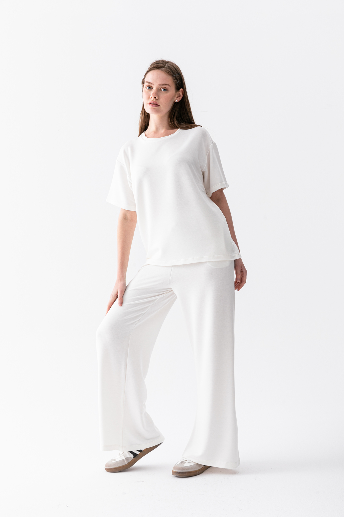 Women's Casual Short Sleeve T-Shirt and Wide Leg Pants 2pcs Set Daily Stylish Combination