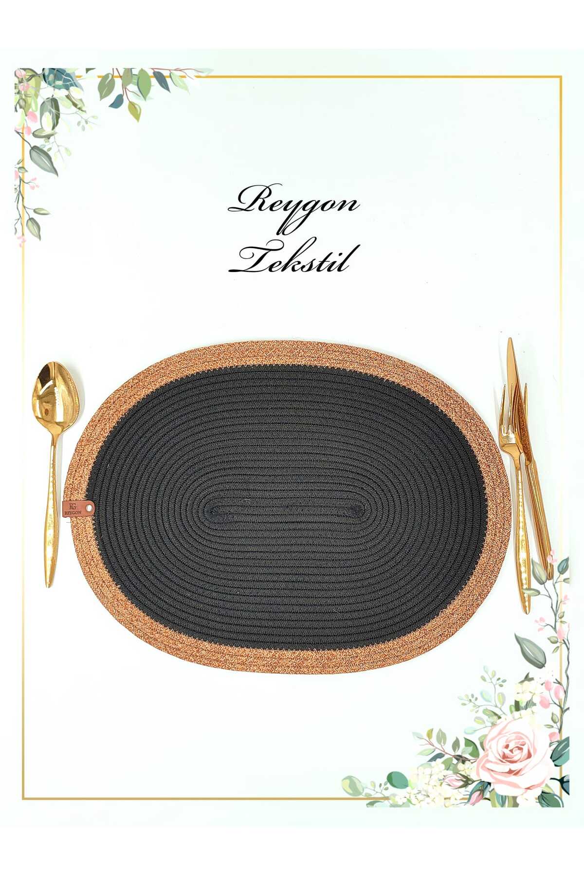 %100 DOĞAL JÜT İP EL YAPIMI OVAL SUPLA (HASIR AMERİKAN SERVİS)