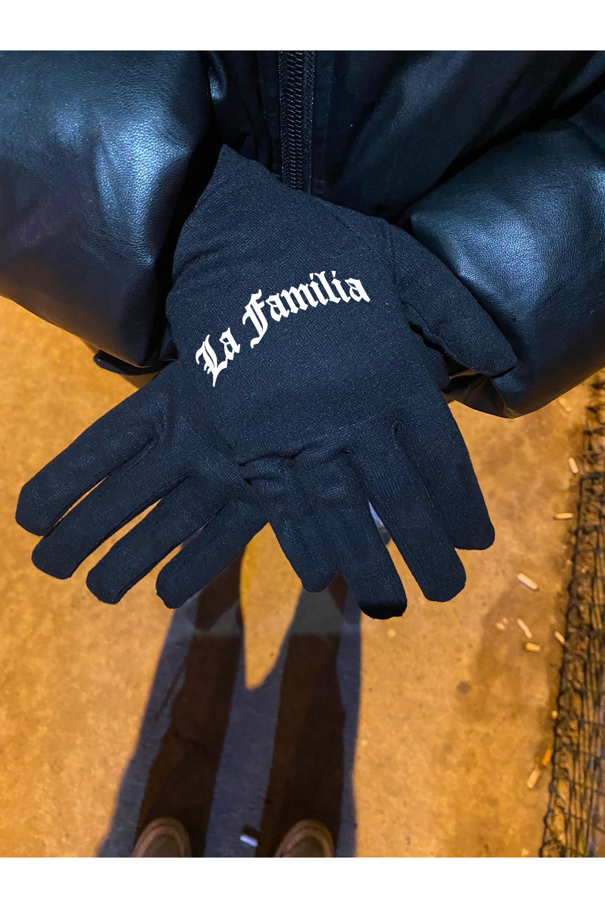 Flex La Familia Reflektörlü Siyah Kumaş Eldiven1-fosfor-esnek-kış-drill-kar-motor-bisiklet