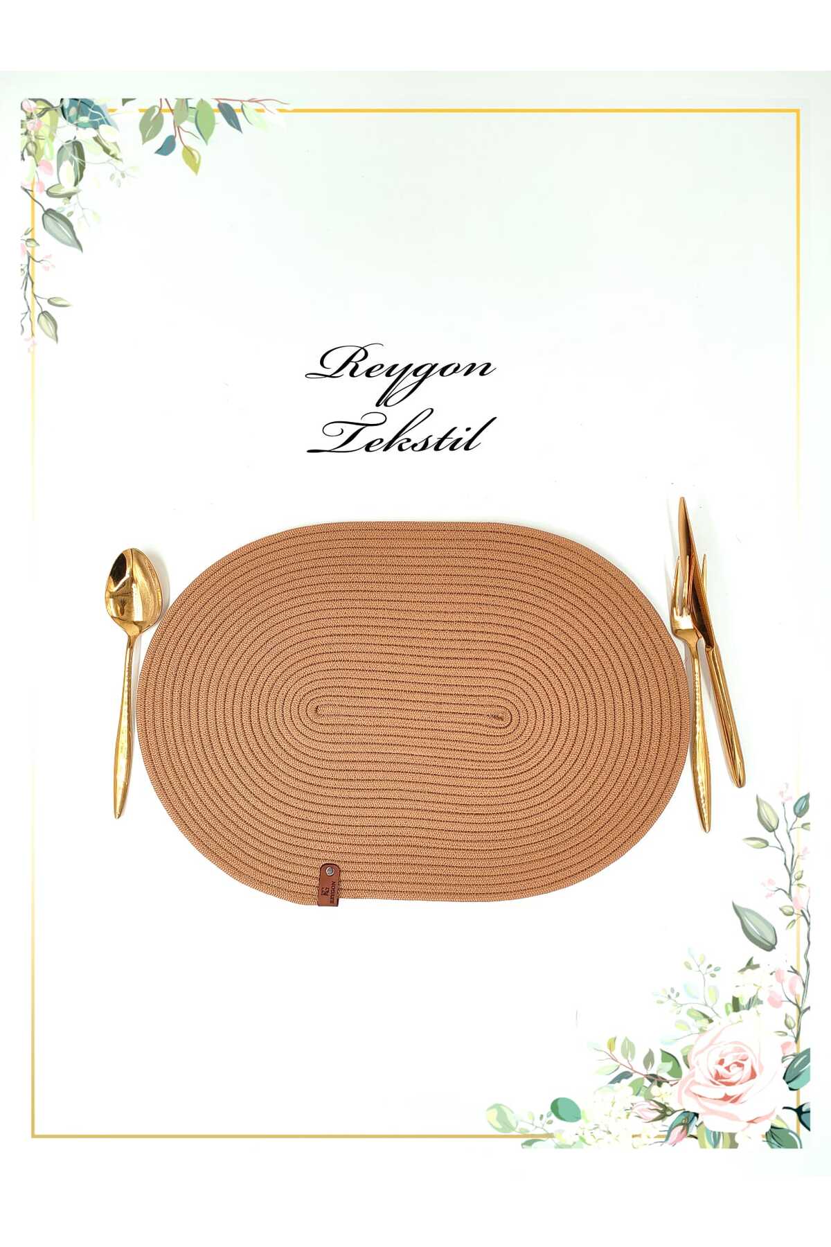 %100 DOĞAL JÜT İP EL YAPIMI OVAL SUPLA (HASIR AMERİKAN SERVİS)