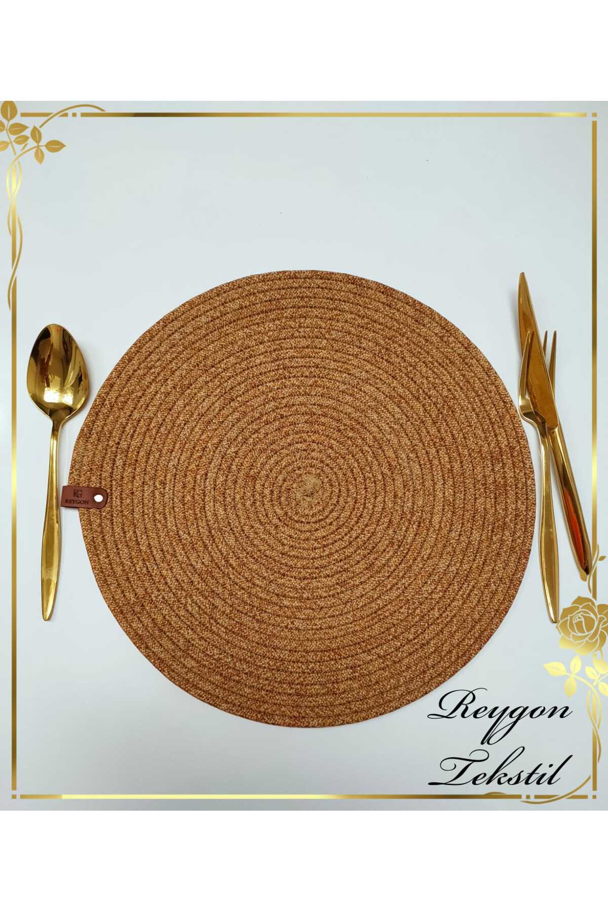 %100 DOĞAL JÜT İP EL YAPIMI YUVARLAK SUPLA (HASIR AMERİKAN SERVİS)