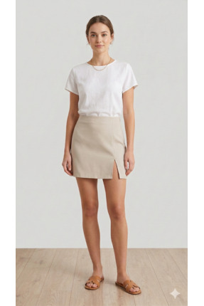 ekawholesale Krem Şortlu Mini etek