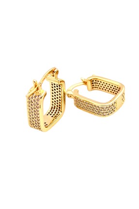 Siya Silver Zirkon Taşlı Dikdörtgen Çelik Küpe