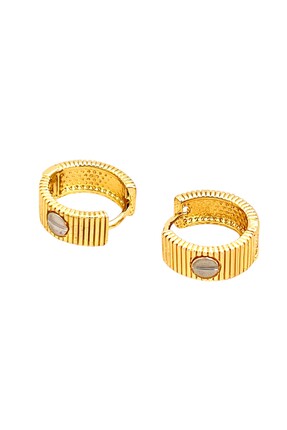 Siya Silver Marka Model Çizgili Çelik Halka Küpe