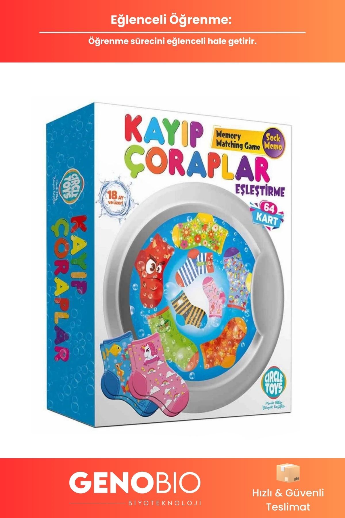 GenoBio Kayıp Çoraplar Hafıza Eşleştirme Beceri Çocuk Kart Oyunu Dikkat Geliştirici 64 Kart Eğitici Oyuncak fotoğrafı 3 (önizleme)