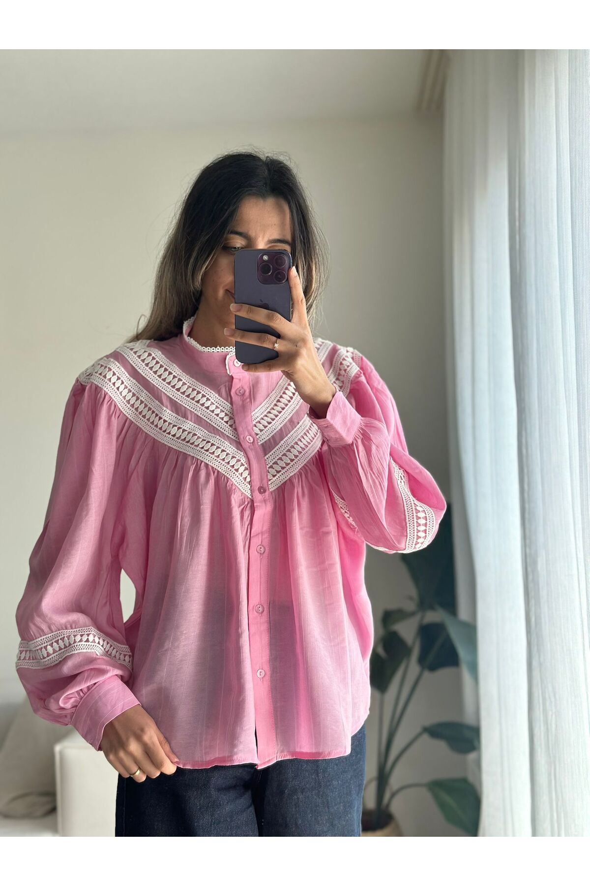 MODA  Pembe Fisto Detay Gömlek - Görsel 5