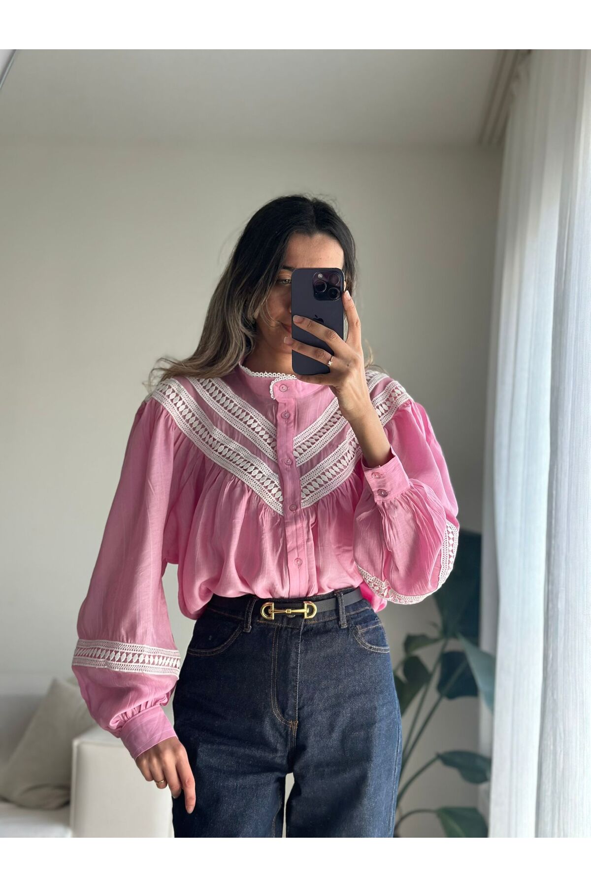 MODA  Pembe Fisto Detay Gömlek - Görsel 2