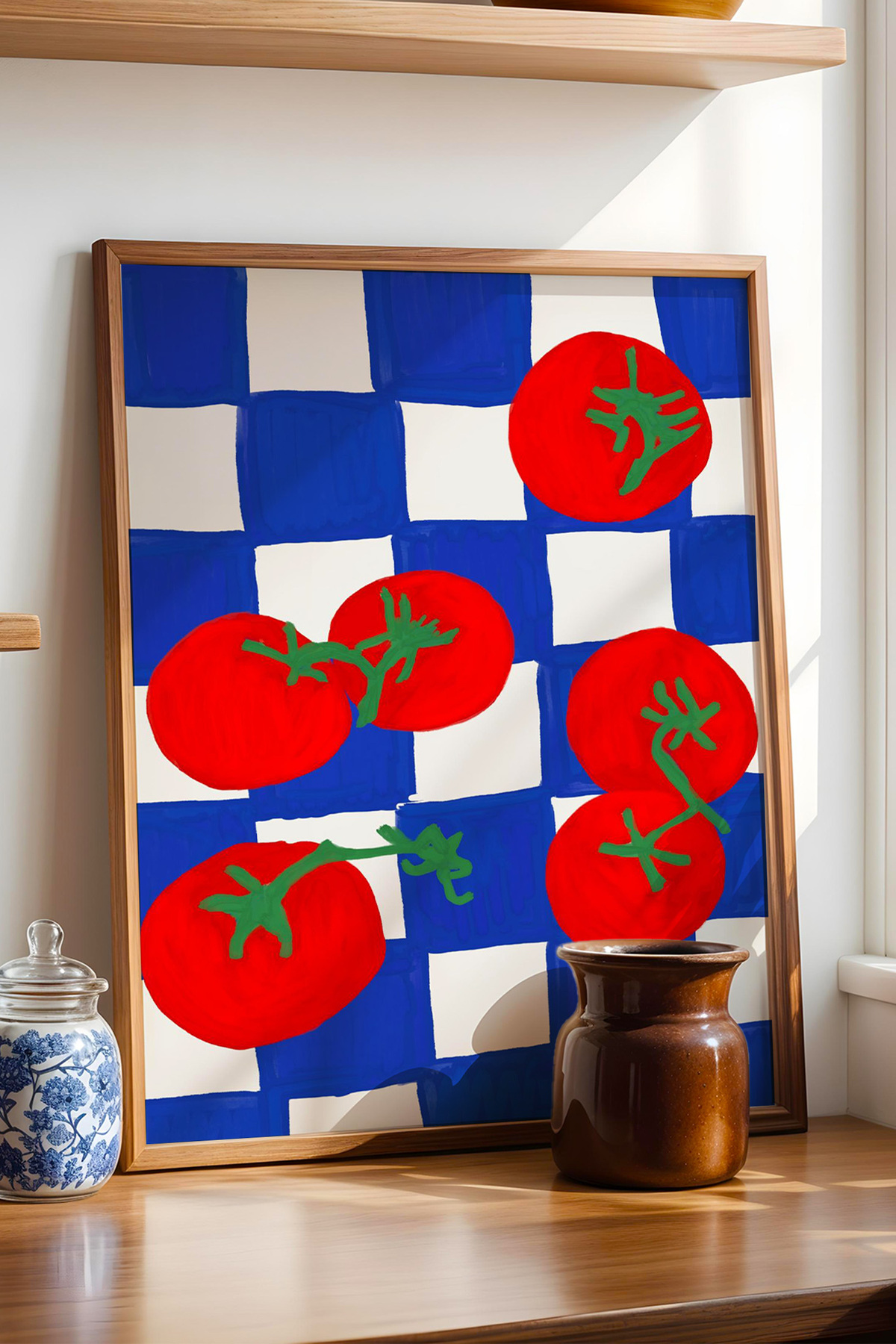 2'li Modern Mutfak Tablo Seti Domates Desenli ve Bonjour Mon Amour Poster Çerçevesiz